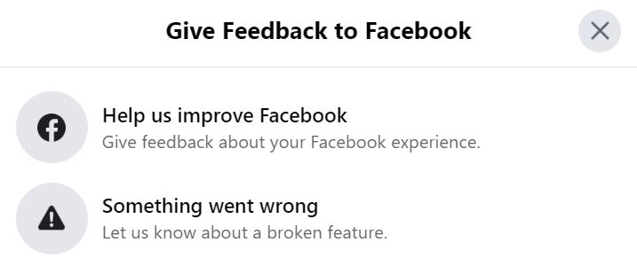 facebook support feedback