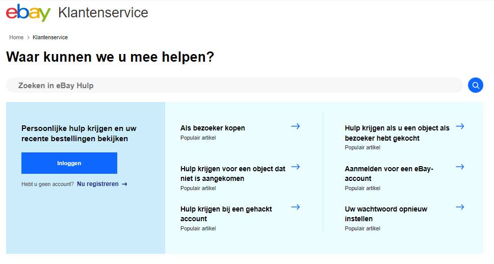 ebay dutch nl help